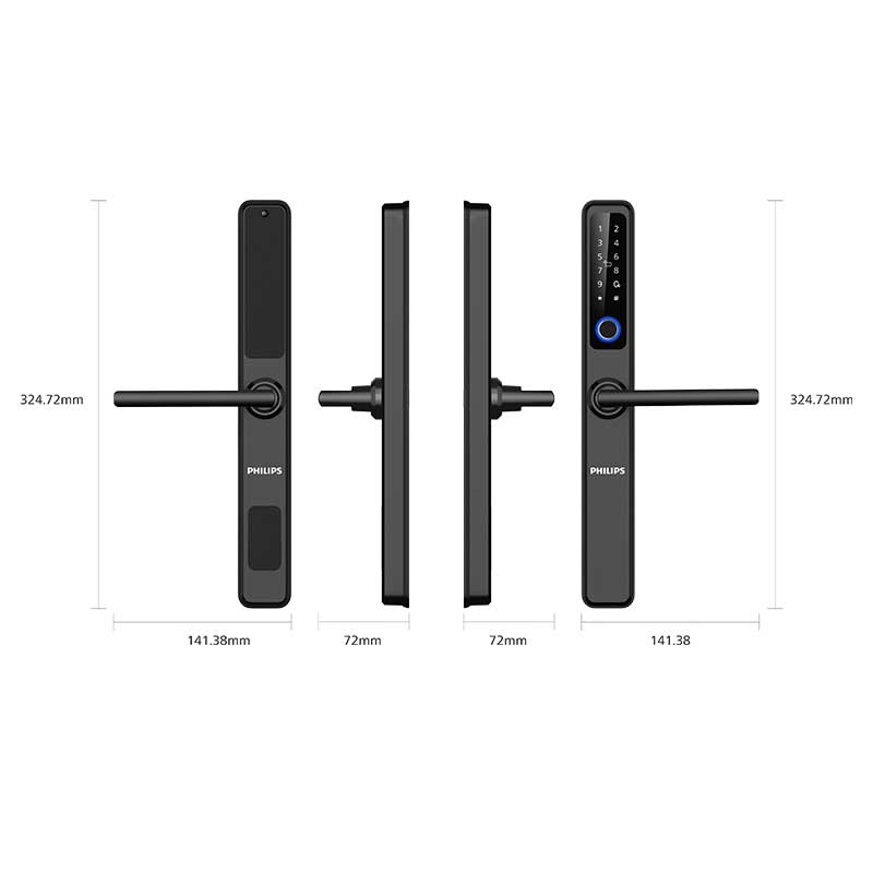 Philips DDL608-5HWS Smart Lever Lock For Narrow Frames