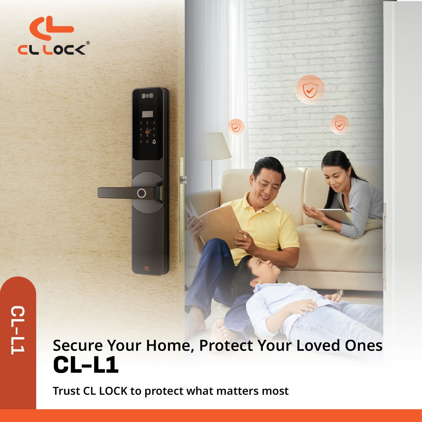 CL-L1 | Wi-Fi Tuya App Semi Auto Large digital door lock with 304 Stainless steel Lockcase Dustproof & Waterproof (IP67)