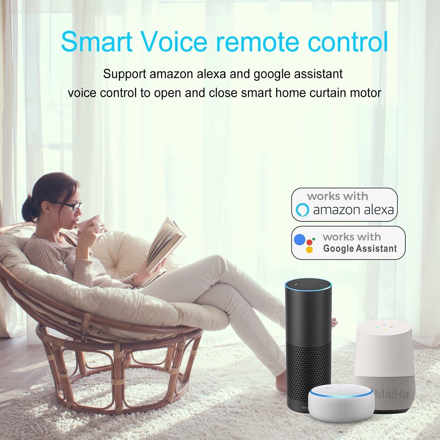 Tuya electric smart curtain motor Wireless Remote Control & Voice Control