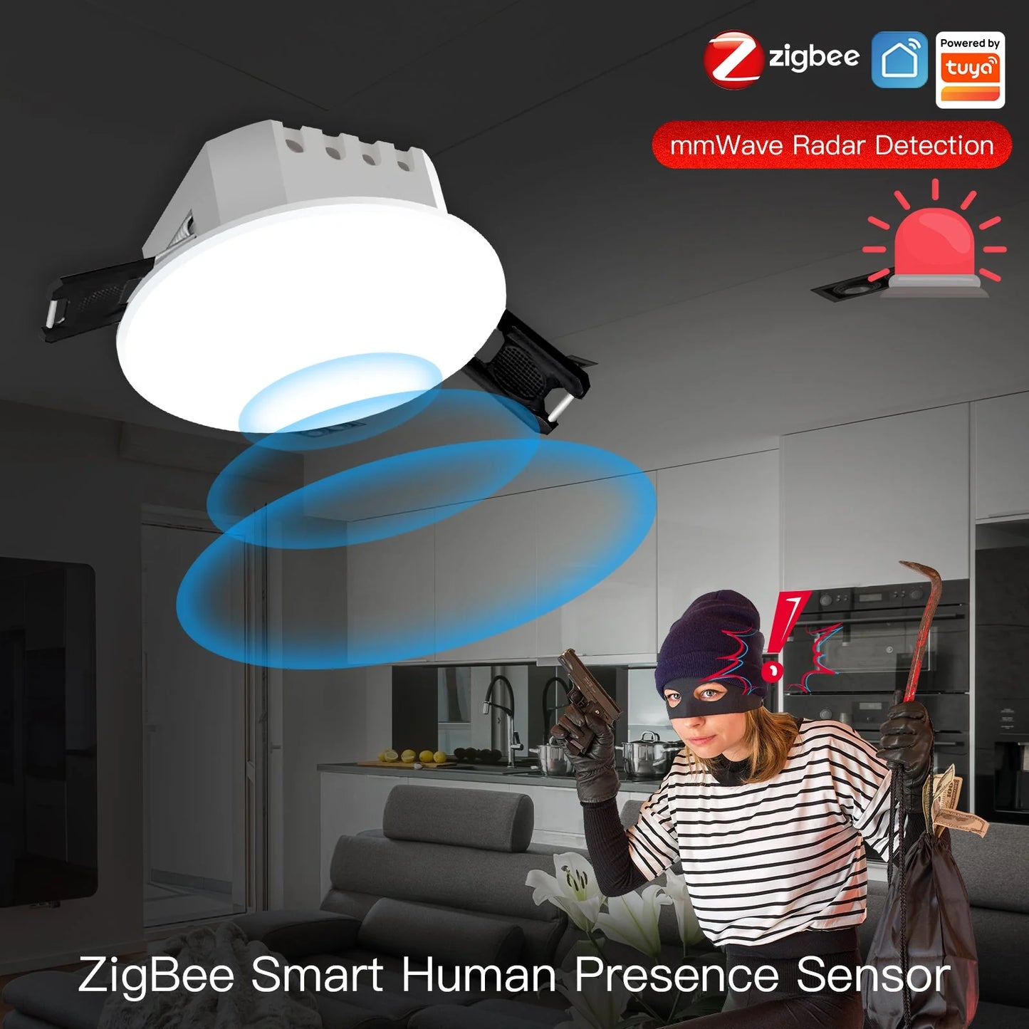 Wifi Smart Human Presence Detector PIR mm Wave Radar Detection Sensor Ceiling Mount