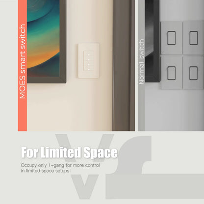 WiFi 4 Gang Smart Light Switch, Alexa Google APP Remote Light Switching