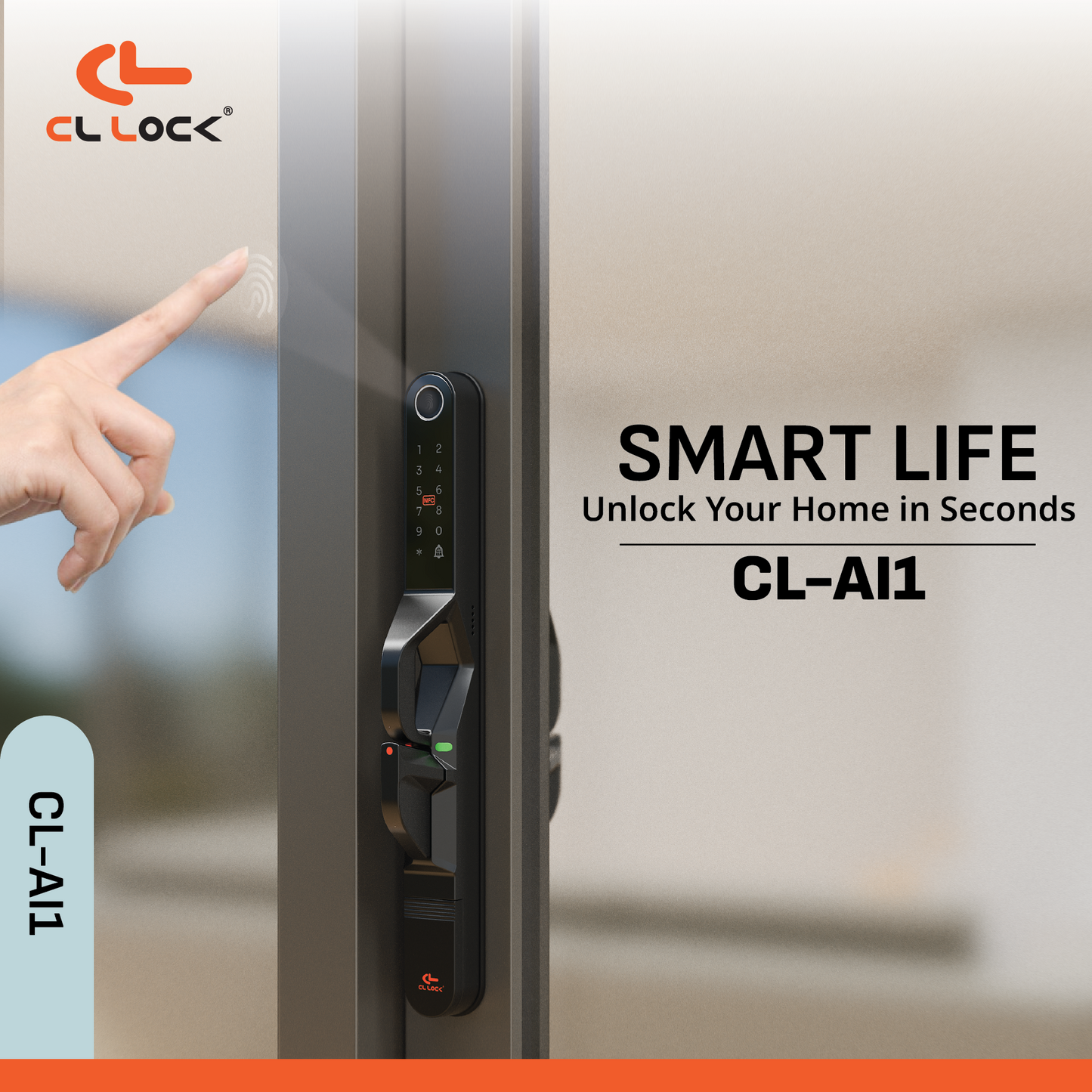 CL-Al1 | Wi-Fi Tuya App Aluminium digital door lock with 304 Stainless steel Lockcase For Sliding & Swing Doors Dustproof & Waterproof (IP67)