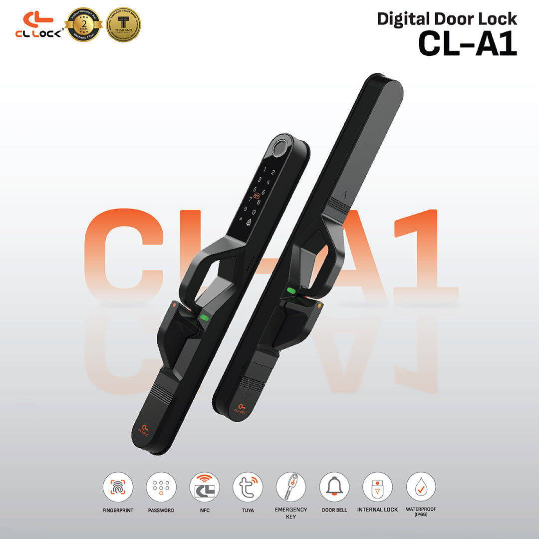 CL-Al1 | Wi-Fi Tuya App Aluminium digital door lock with 304 Stainless steel Lockcase For Sliding & Swing Doors Dustproof & Waterproof (IP67)