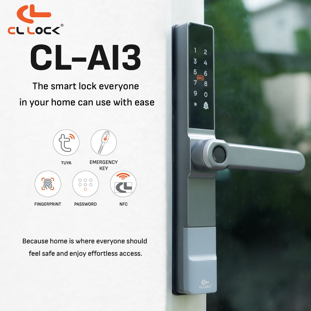 CL-AI3 | Wi-Fi Tuya App Aluminium digital door lock with 304 Stainless steel Lockcase For Sliding & Swing Doors Dustproof & Waterproof (IP67)
