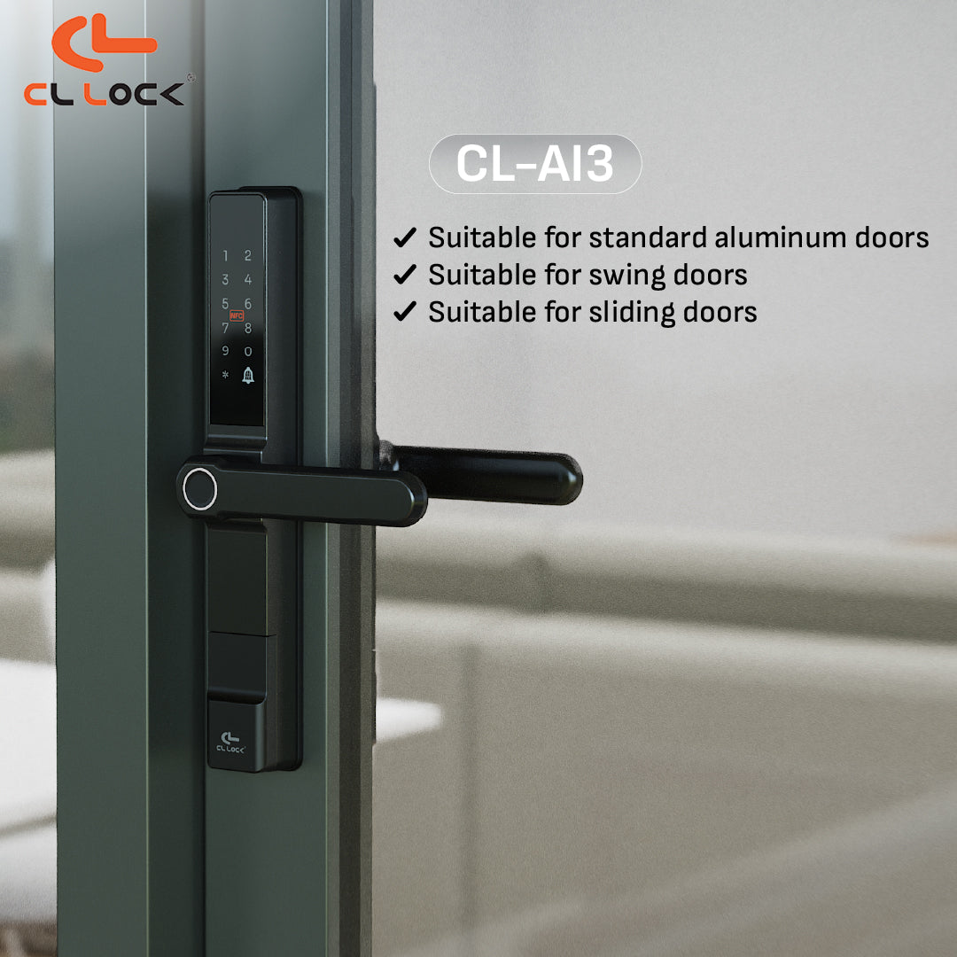CL-AI3 | Wi-Fi Tuya App Aluminium digital door lock with 304 Stainless steel Lockcase For Sliding & Swing Doors Dustproof & Waterproof (IP67)