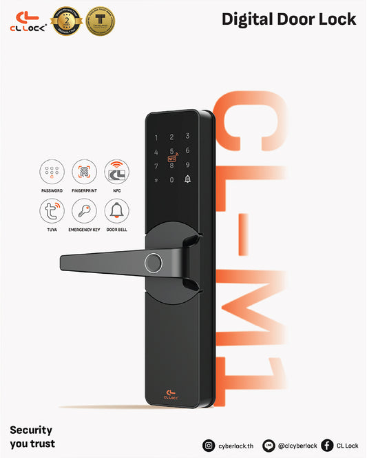 CL-M SERIES | Wi-Fi Tuya App Semi Auto Medium digital door lock with 304 Stainless steel Lockcase Dustproof & Waterproof (IP67)