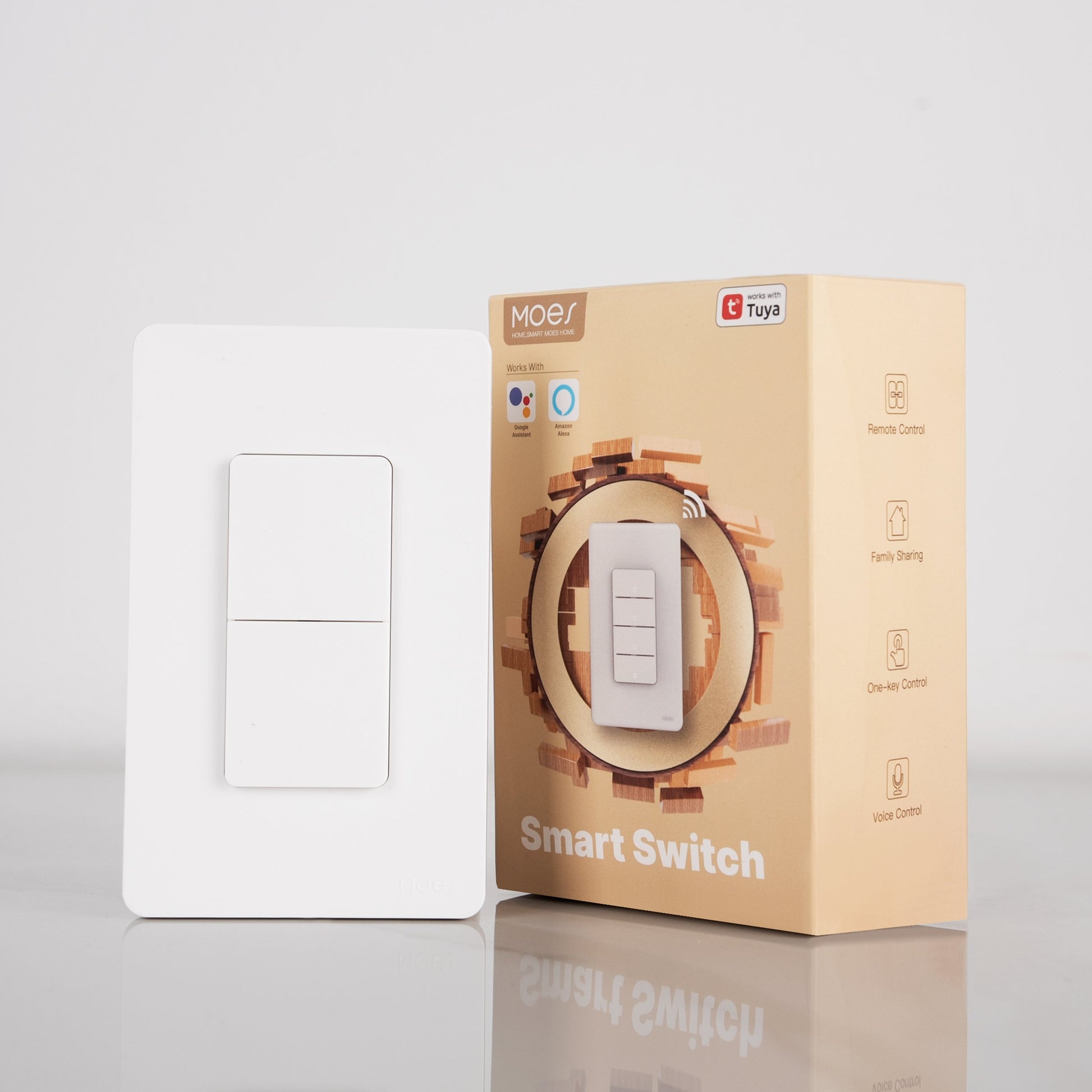 Moes Smart Button Switch 2 Gang, WiFi Remote Light Control