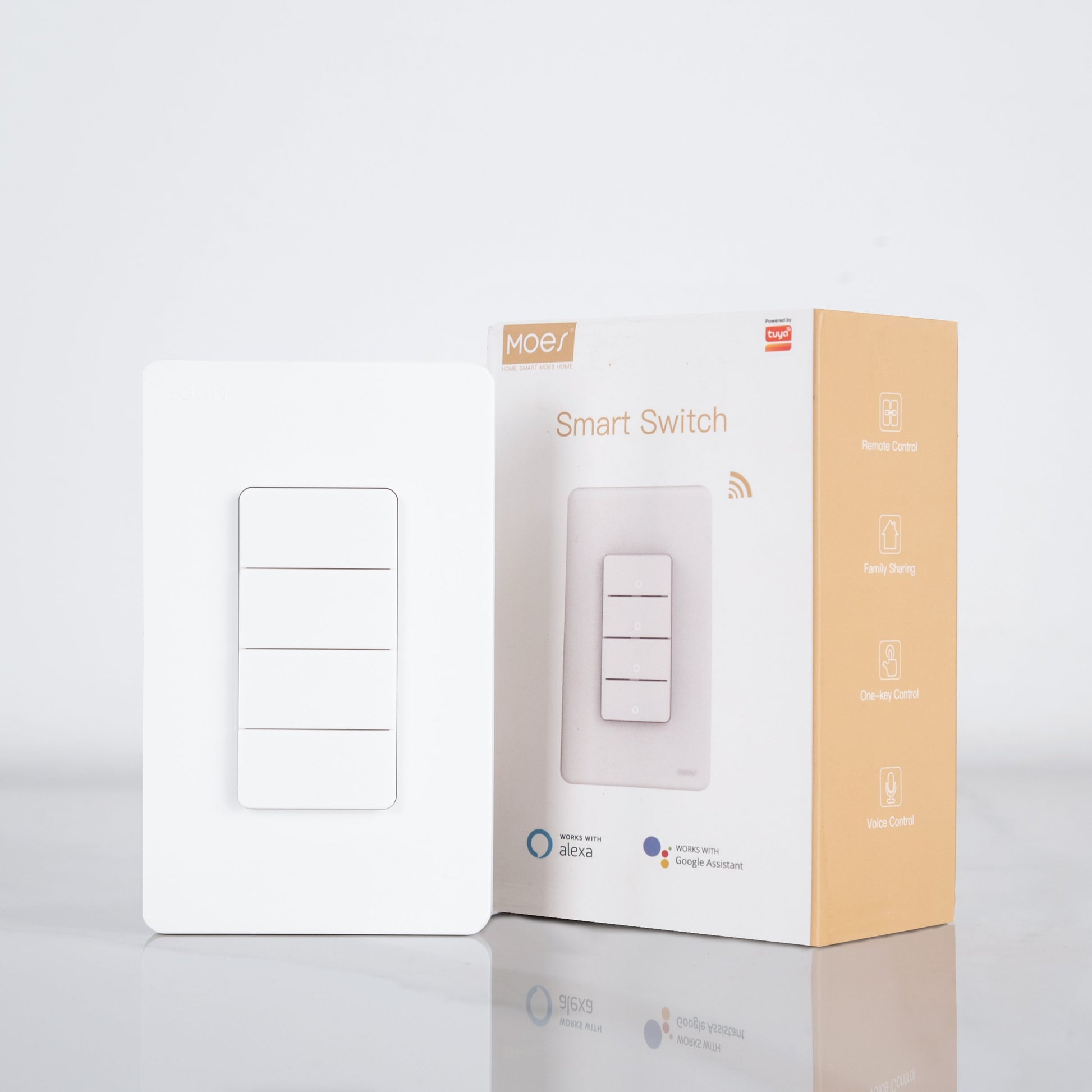 Moes Smart Button Switch 4 Gang, WiFi Remote Light Control