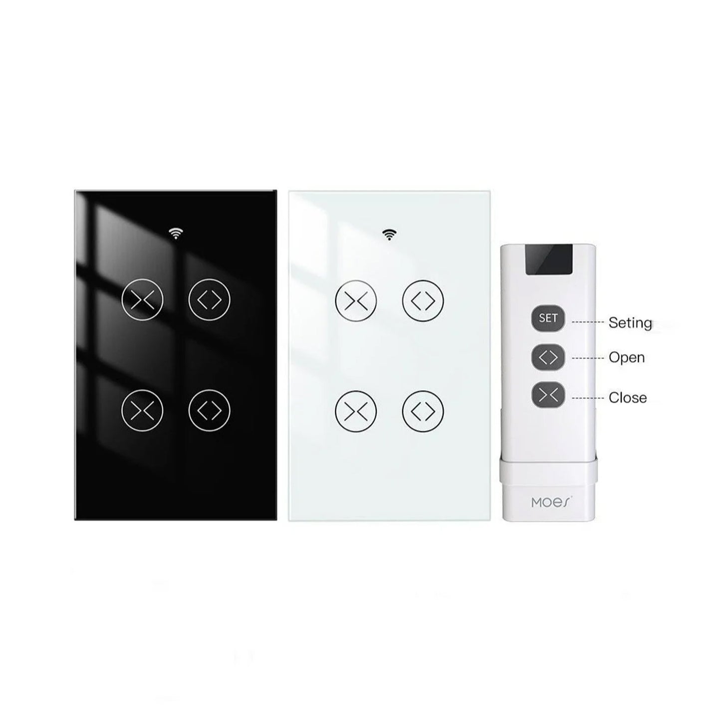 Moes 2 Gang Shutter Curtain Smart Switch, WiFi Remote Control for Two Blinds