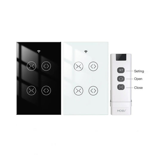 Moes 2 Gang Shutter Curtain Smart Switch, WiFi Remote Control for Two Blinds