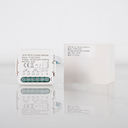 Moes 2 Gang Shutter Curtain Mini Switch, WiFi Remote Control for Two Blinds or Curtains