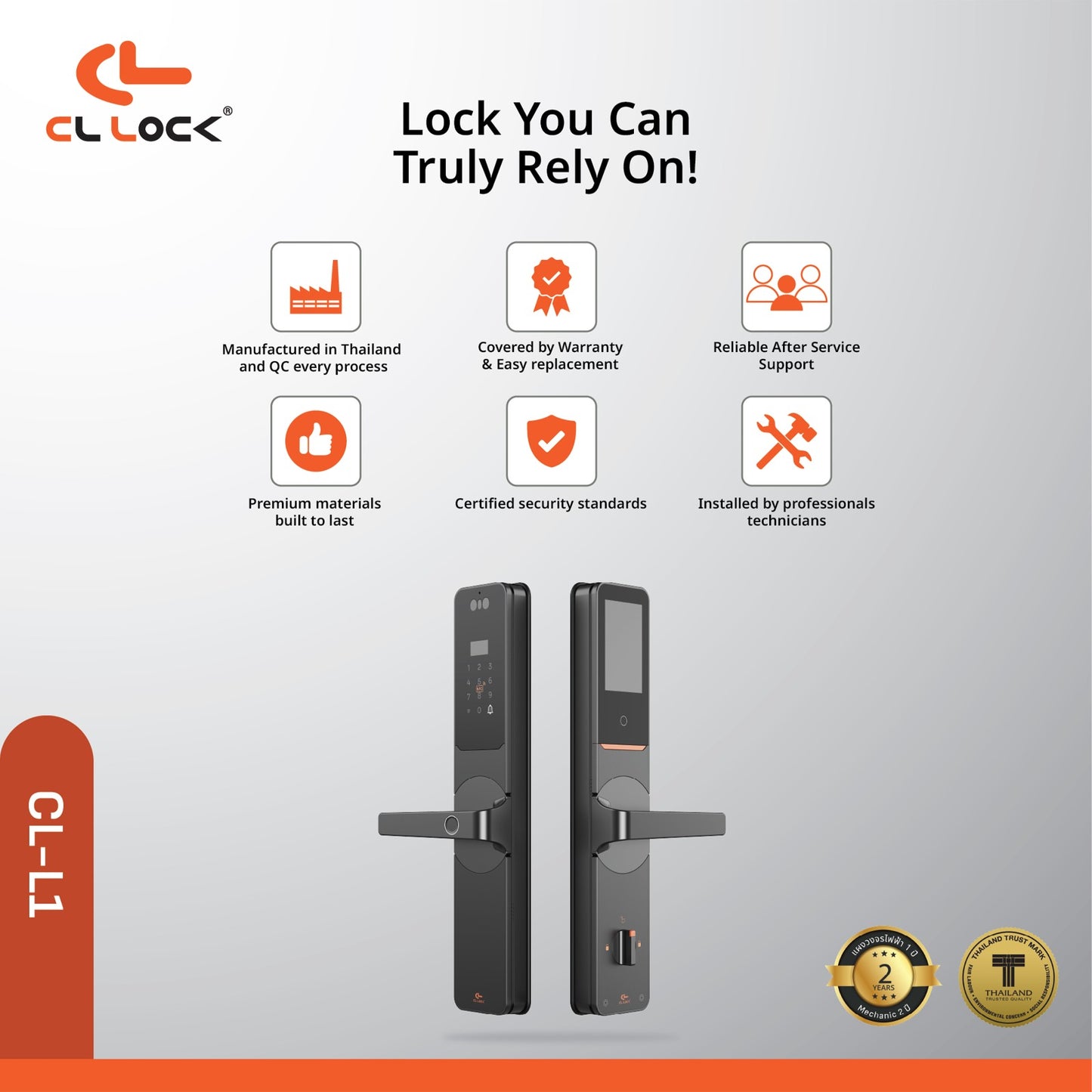 CL-L1 | Wi-Fi Tuya App Semi Auto Large digital door lock with 304 Stainless steel Lockcase Dustproof & Waterproof (IP67)