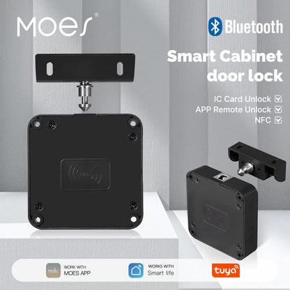 Moes Smart Lock Bluetooth Tuya-Compatible Keyless IC Card Unlock App Remote Control for Wood Cabinet Door Drawer Furniture