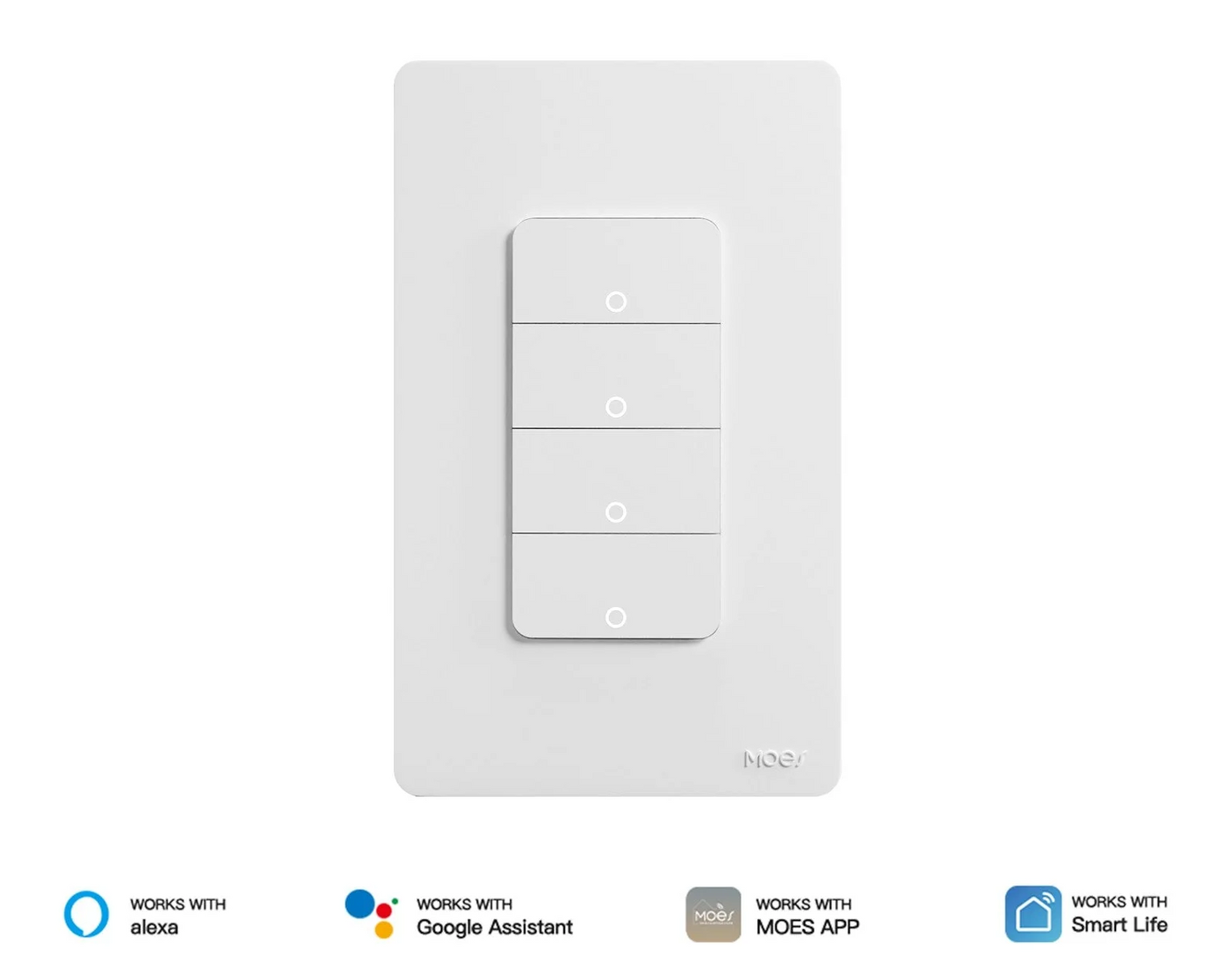 WiFi 4 Gang Smart Light Switch, Alexa Google APP Remote Light Switching