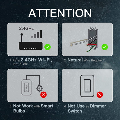 MOES Star Ring 2nd Generation Smart Single Pole 3 Way WIFI Switch