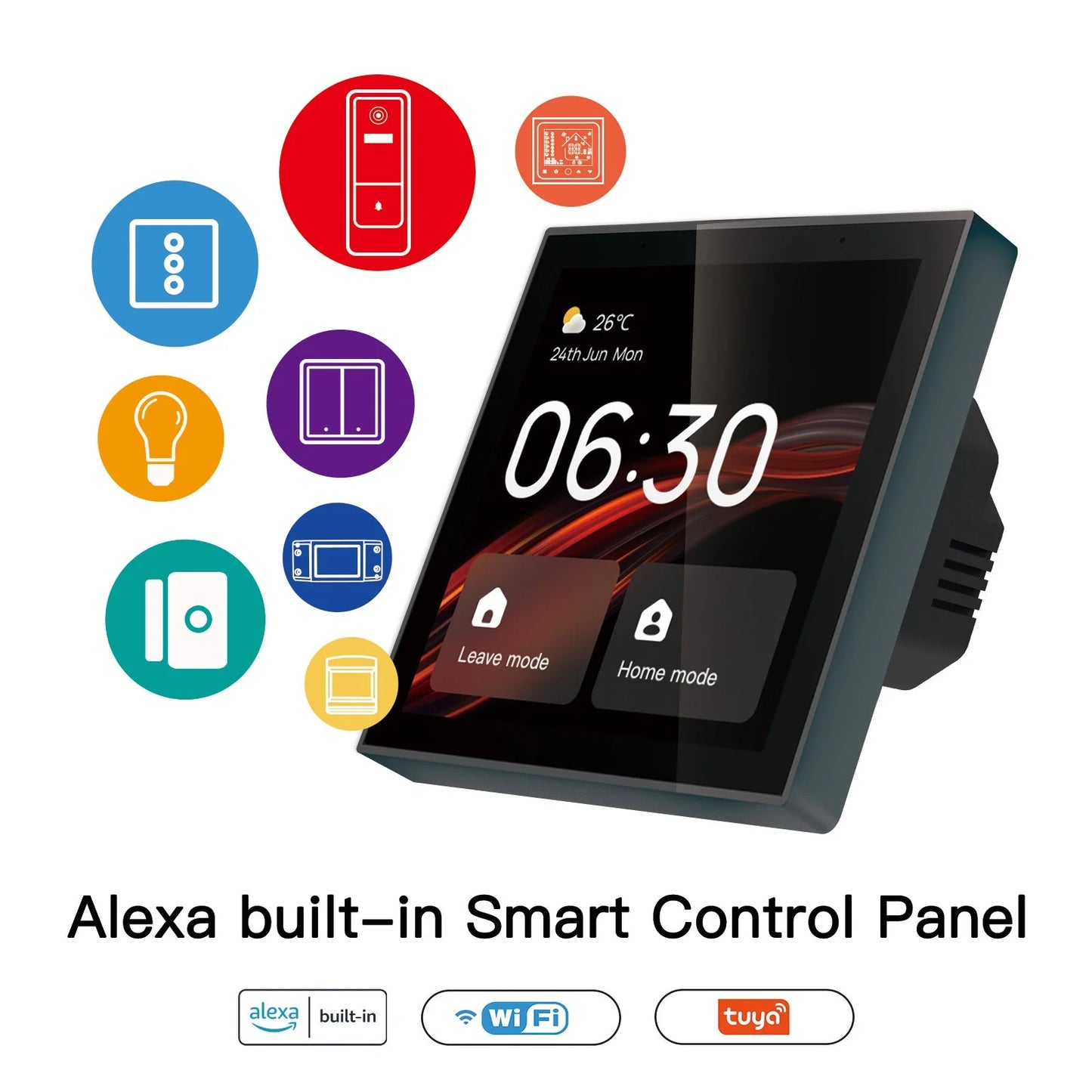 Tuya Wifi 4 Inch Smart Touch Screen Center Control Panel with Voice Control Alexa Built-in ZigBee Gateway Built-in