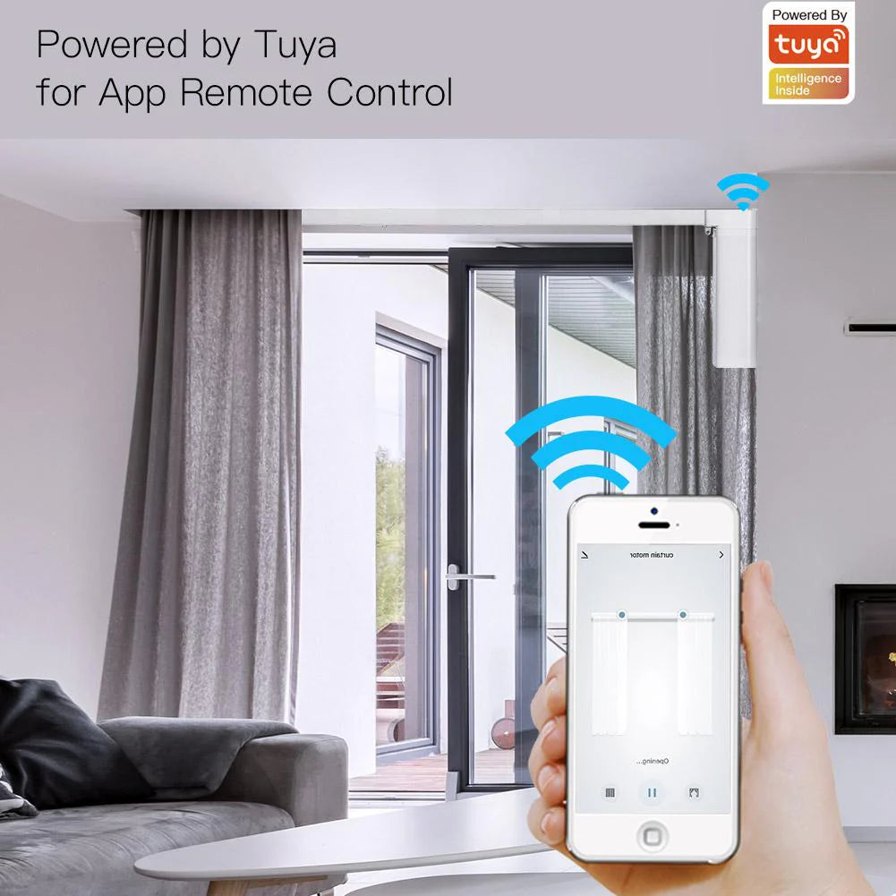 WiFi Smart Electric Motorized Splicing Curtain Track System,Tuya Curtain Motor with 3 Meter DIY Track RF Remote