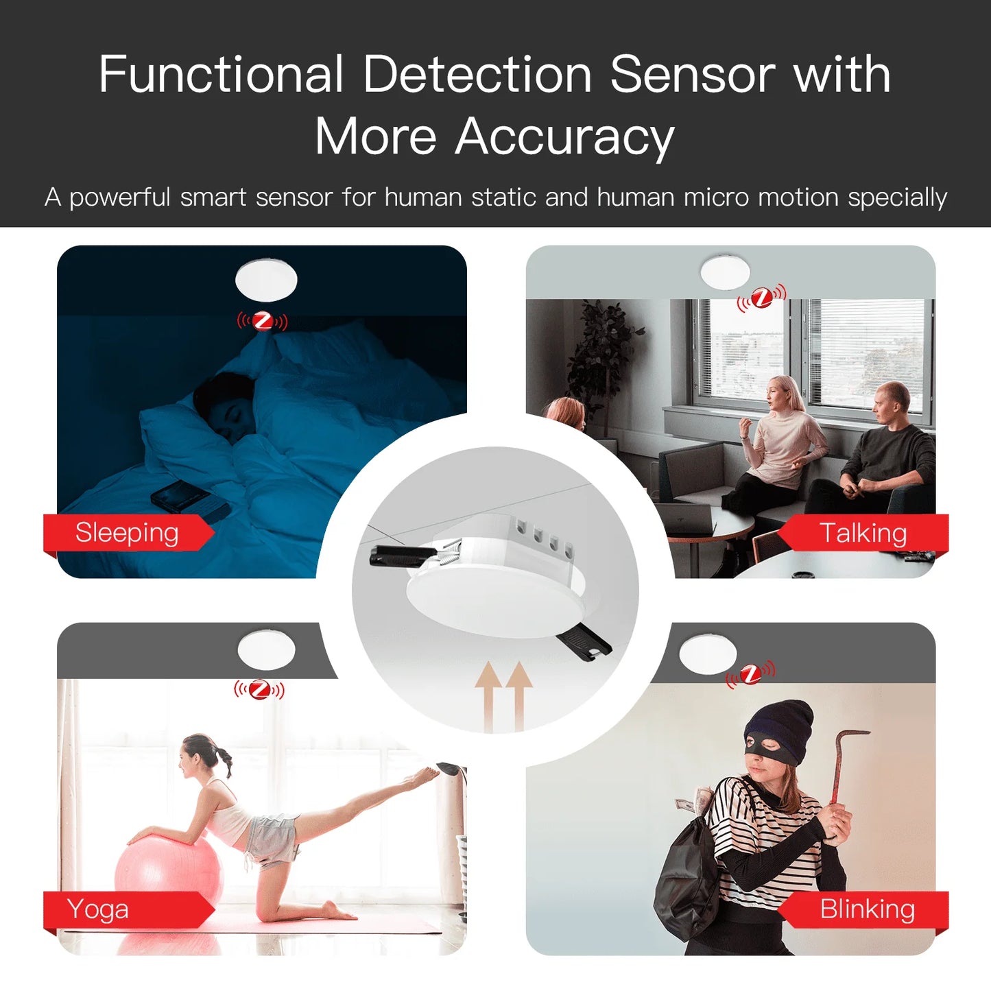 Wifi Smart Human Presence Detector PIR mm Wave Radar Detection Sensor Ceiling Mount